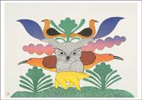 ASHEVAK Kenojuak - Owl at the center
